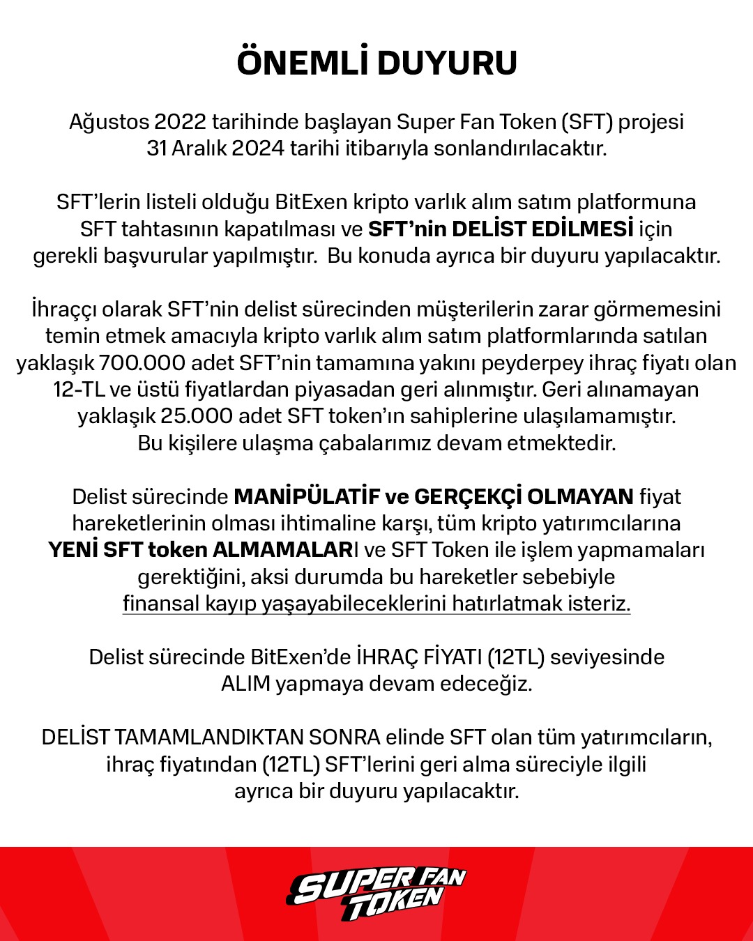 SFT Delist